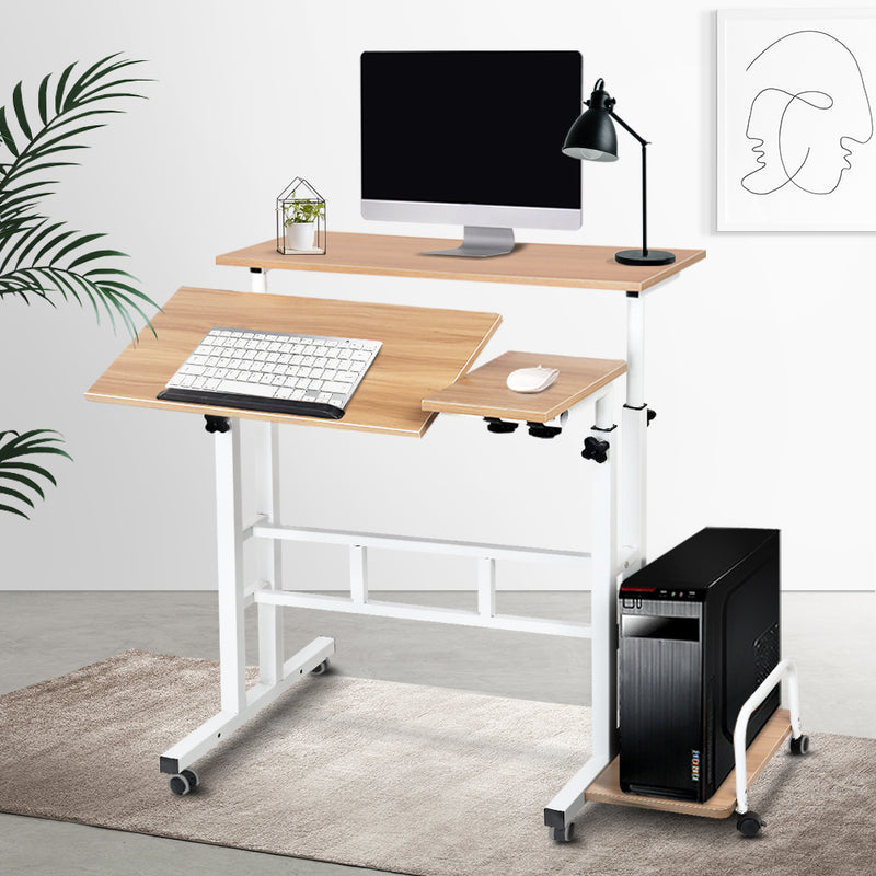 Mobile Twin Laptop Desk - Light Wood - Sale Now