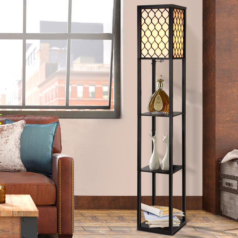 Artiss Floor Lamp Storage Shelf LED Lamps Vintage Standing Reading Light Bedroom - Sale Now