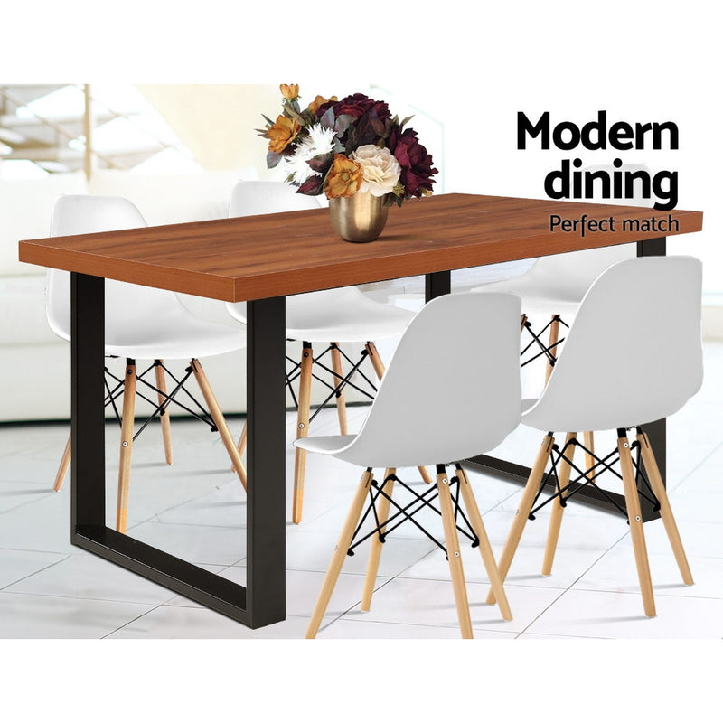 Artiss Dining Table 6 Seater Wooden Kitchen Tables Cafe Oak Black - Sale Now