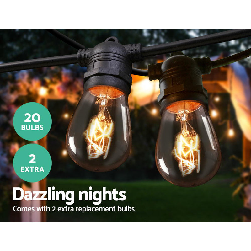 Jingle Jollys 20m Festoon String Lights Christmas Bulbs Party Wedding Garden Party - Sale Now