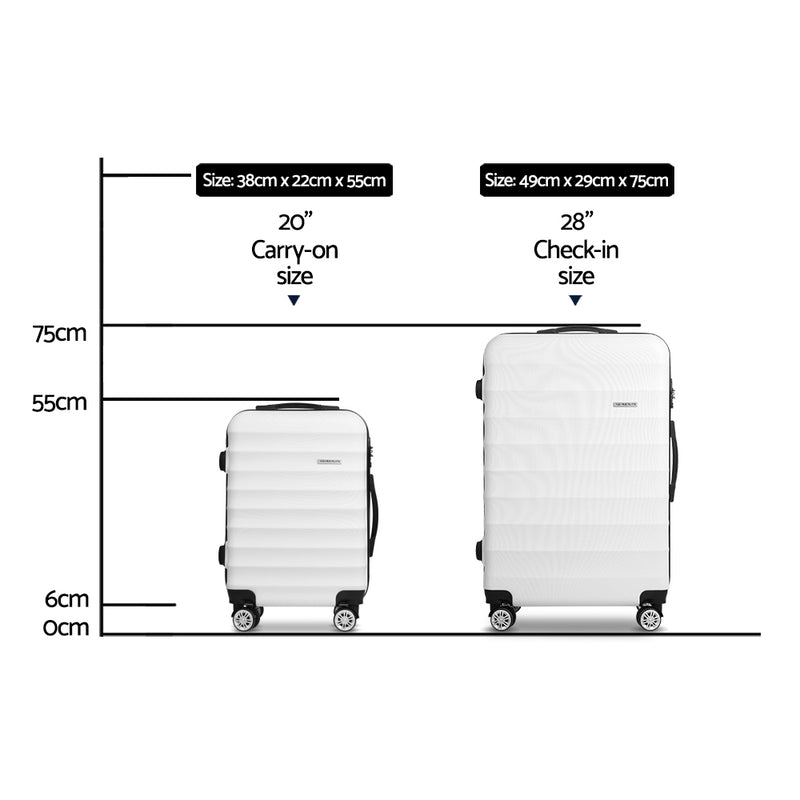 Wanderlite 2 Piece Lightweight Hard Suit Case Luggage White - Sale Now