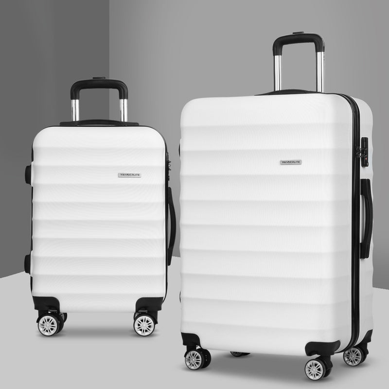 Wanderlite 2 Piece Lightweight Hard Suit Case Luggage White - Sale Now