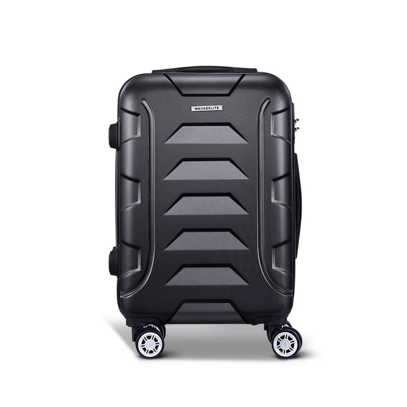 Wanderlite 20" Luggage Sets Suitcase Trolley Travel Hard Case Lightweight Black - Sale Now