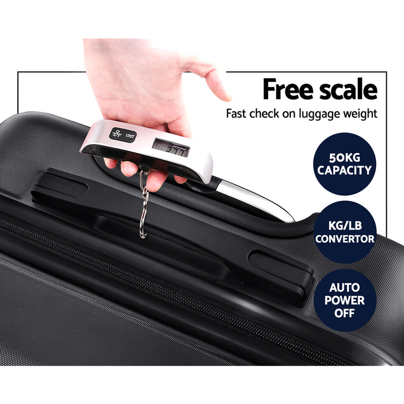 Wanderlite 2PCS Carry On Luggage Sets Suitcase TSA Travel Hard Case Lightweight Black - Sale Now