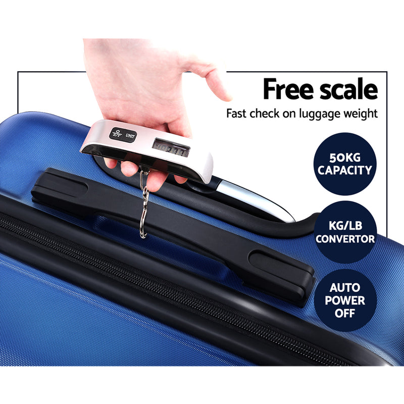 Wanderlite 2PCS Carry On Luggage Sets Suitcase TSA Travel Hard Case Lightweight Blue - Sale Now