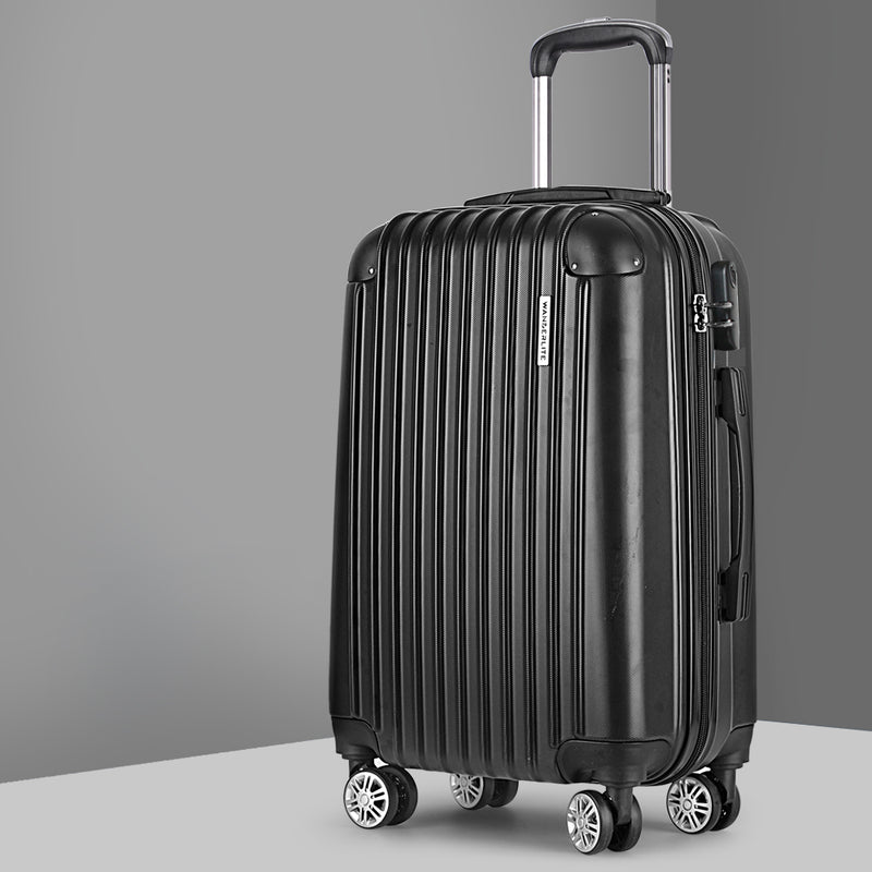 Wanderlite 20inch Lightweight Hard Suit Case Luggage Black - Sale Now