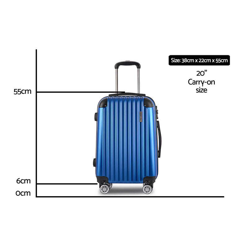 Wanderlite 20inch Lightweight Hard Suit Case Luggage Blue - Sale Now