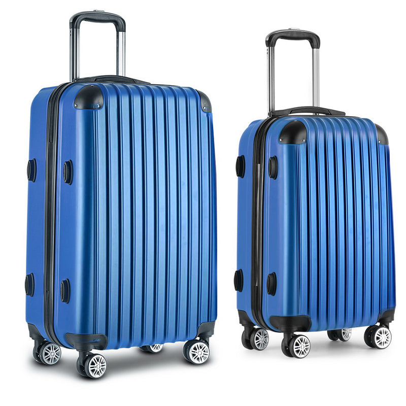 Wanderlite 2 Piece Lightweight Hard Suit Case Luggage Blue - Sale Now
