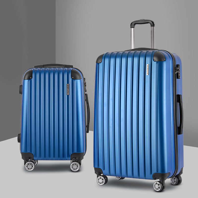 Wanderlite 2 Piece Lightweight Hard Suit Case Luggage Blue - Sale Now