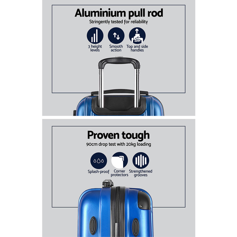 Wanderlite 2PCS Carry On Luggage Sets Suitcase Travel Hard Case Lightweight Blue - Sale Now
