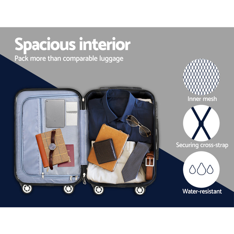 Wanderlite 3pc Luggage Sets Suitcases Set Travel Hard Case Lightweight Blue - Sale Now