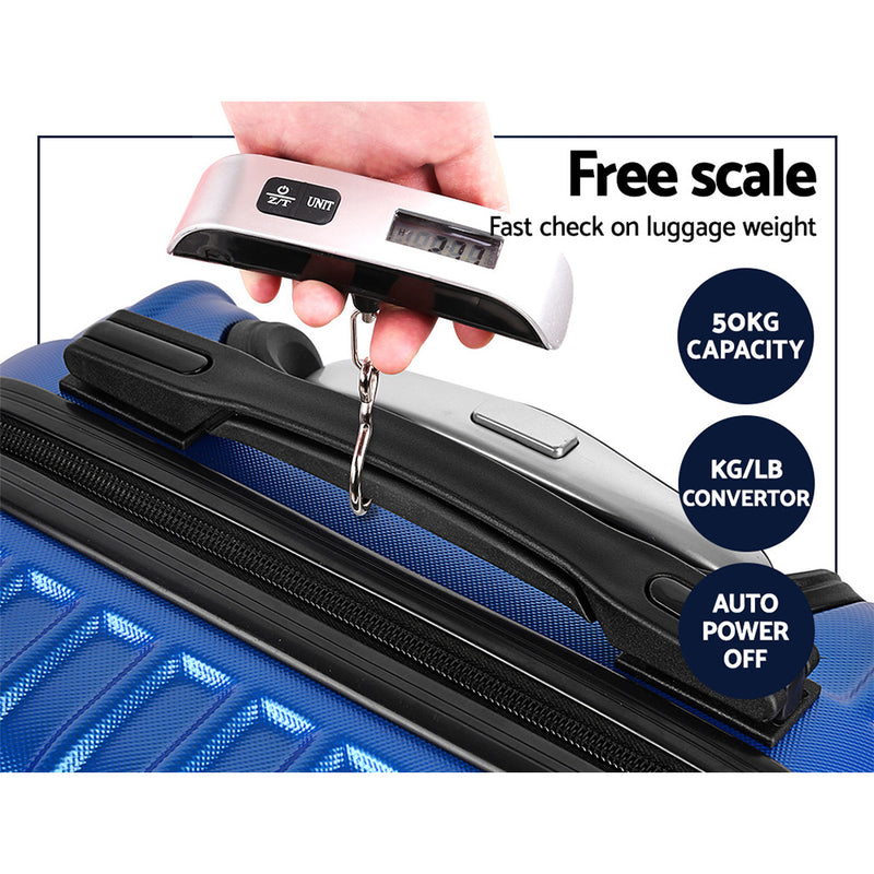 Wanderlite 3 Piece Luggage Suitcase Trolley - Blue - Sale Now