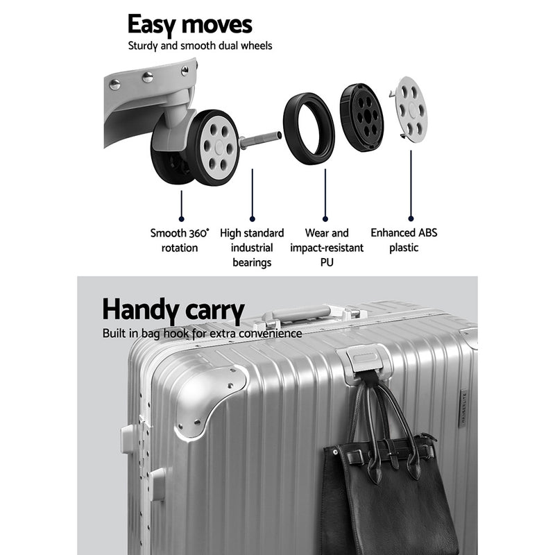 Wanderlite 28" Aluminium Luggage Trolley - Silver - Sale Now