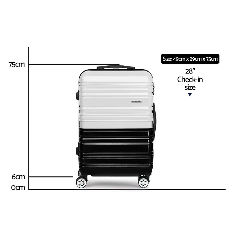 Wanderlite Lightweight Hard Suit Case Luggage Black & White - Sale Now