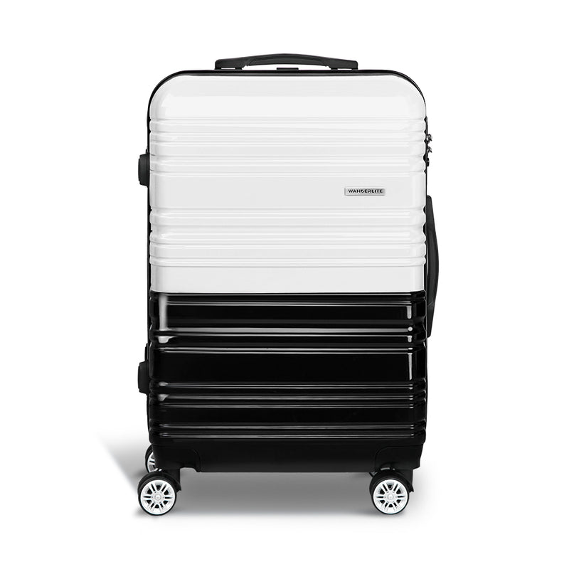 Wanderlite Lightweight Hard Suit Case Luggage Black & White - Sale Now