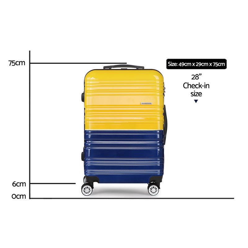 Wanderlite Lightweight Hard Suit Case Luggage Yellow & Purple - Sale Now