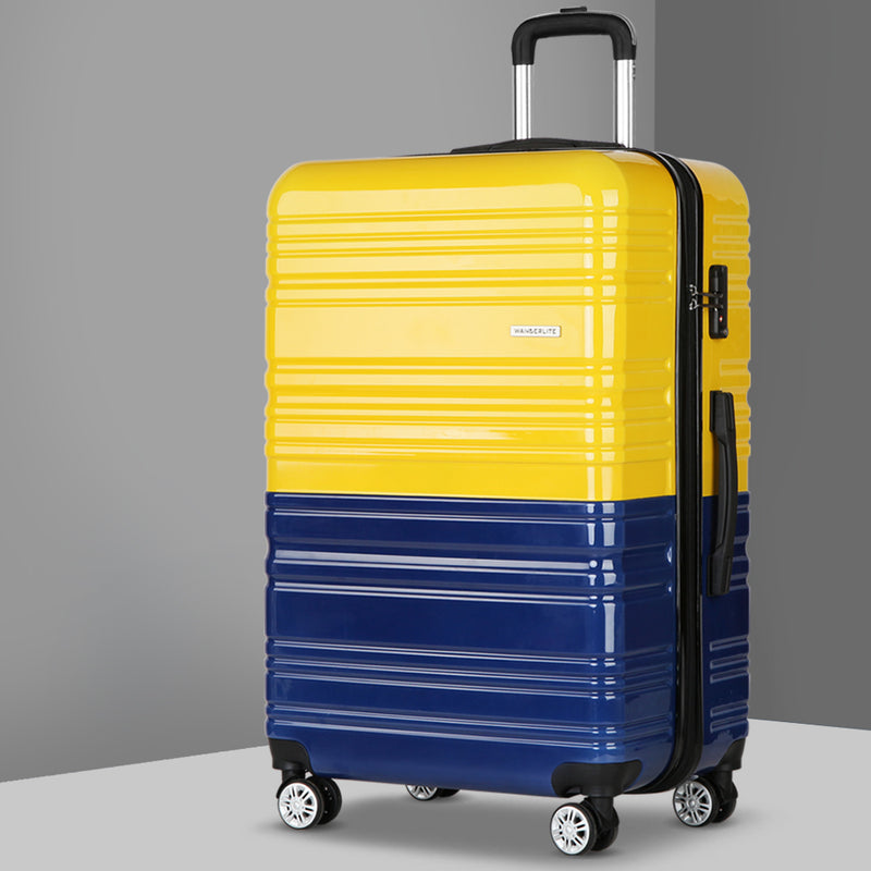 Wanderlite Lightweight Hard Suit Case Luggage Yellow & Purple - Sale Now