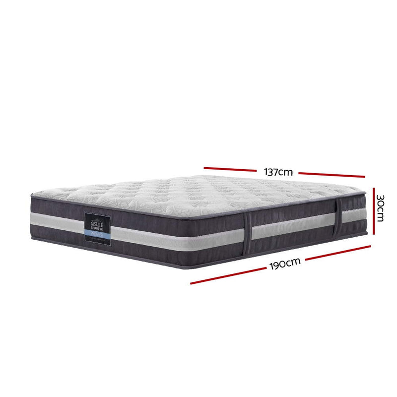 Giselle Bedding Double Mattress Bed Size 7 Zone Pocket Spring Medium Firm Foam 30cm - Sale Now