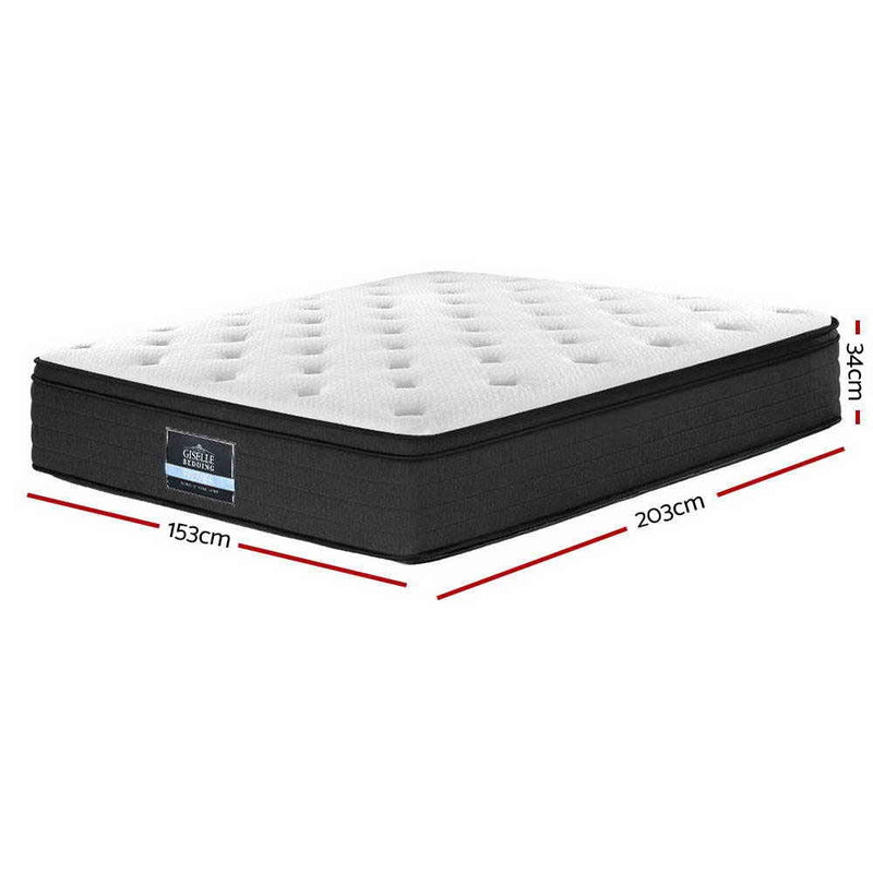 Giselle Bedding Queen Size Mattress Euro 7 Zone Top Pocket Spring 34cm - Sale Now