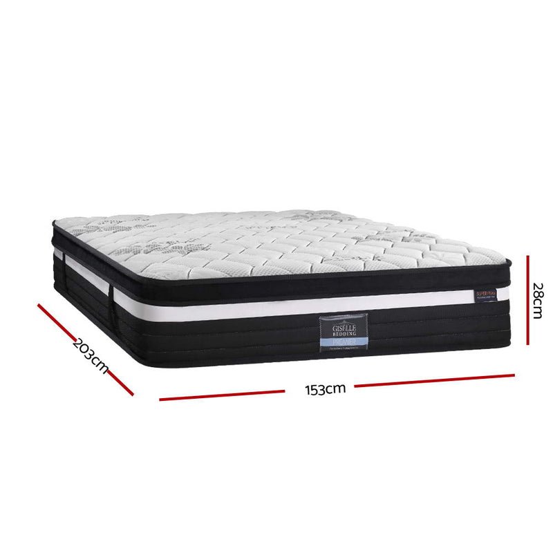 Giselle Bedding Super Firm Mattress Queen Size Bed 7 Zone Pocket Spring Foam 28cm - Sale Now