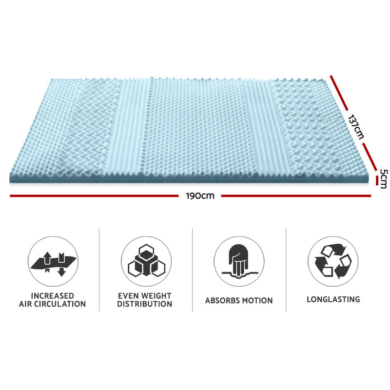 Giselle Bedding Cool Gel 7-zone Memory Foam Mattress Topper w/Bamboo Cover 5cm - Double - Sale Now