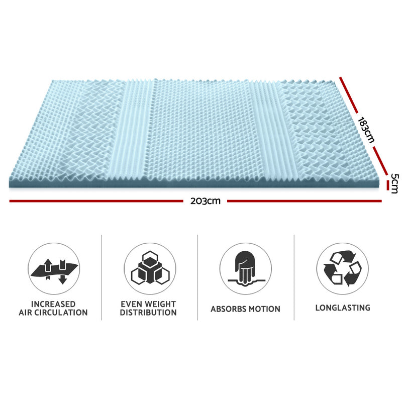 Giselle Bedding Cool Gel 7-zone Memory Foam Mattress Topper w/Bamboo Cover 5cm - King - Sale Now
