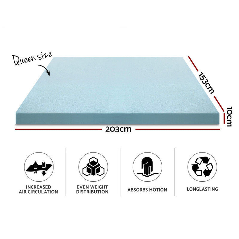 Giselle Bedding Cool Gel Memory Foam Mattress Topper w/Bamboo Cover 10cm - Queen - Sale Now