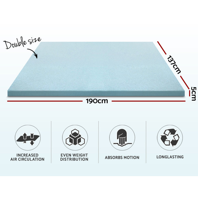 Giselle Bedding Cool Gel Memory Foam Mattress Topper w/Bamboo Cover 5cm - Double - Sale Now