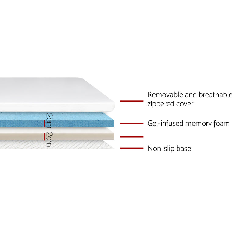Giselle Bedding Single Size Dual Layer Cool Gel Memory Foam Topper - Sale Now