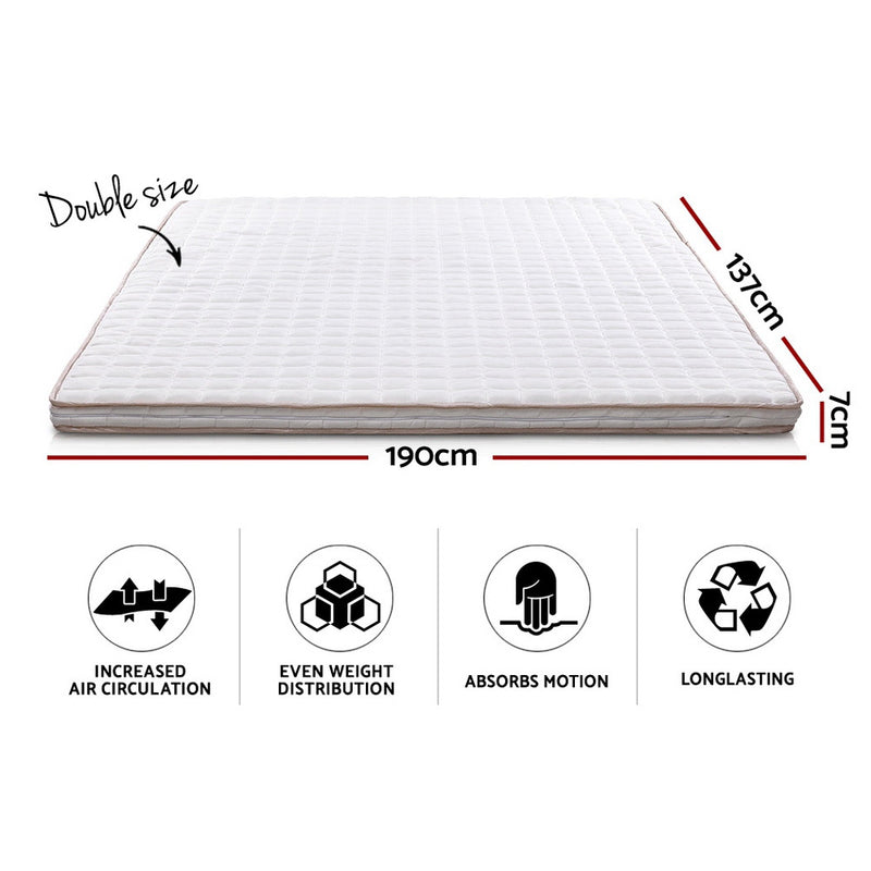 Giselle Bedding Memory Foam Mattress Topper Bed Underlay Cover Double 7cm - Sale Now