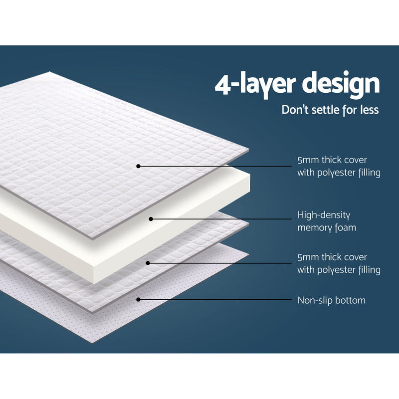 Giselle Bedding Memory Foam Mattress Topper Bed Underlay Cover King Single 7cm - Sale Now