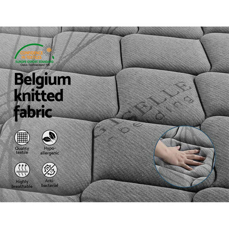 Giselle Bedding Single Size Mattress Bed Medium Firm Foam Pocket Spring 22cm Grey - Sale Now