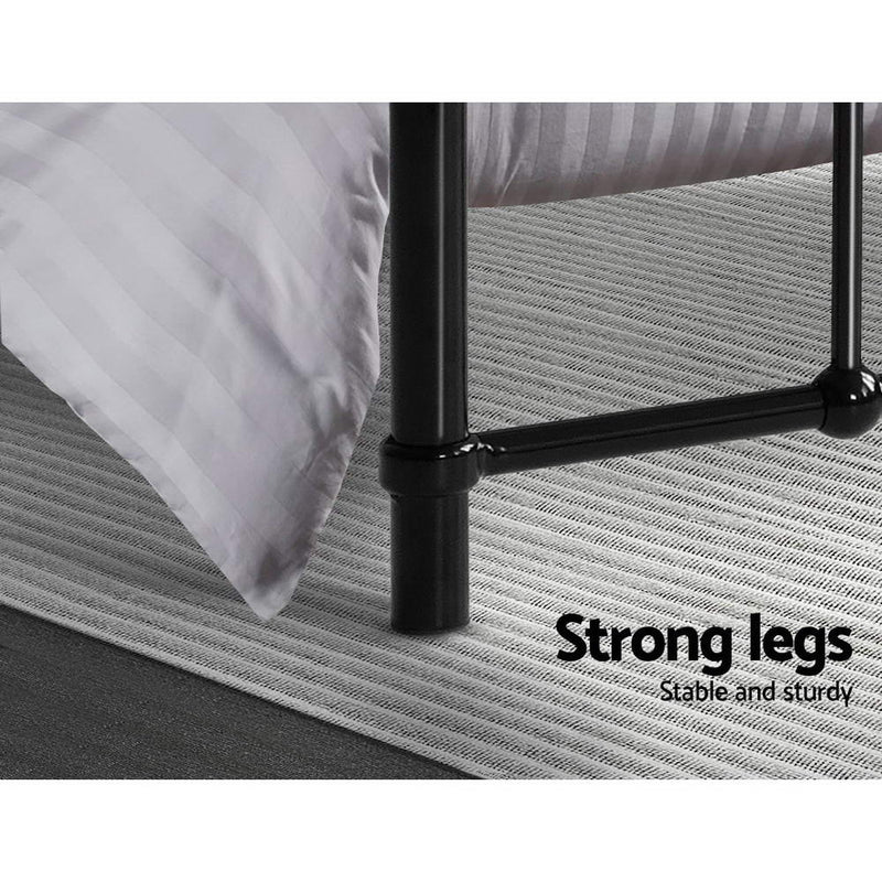 Metal Bed Frame Single Size Platform Foundation Mattress Base Leo Black - Sale Now