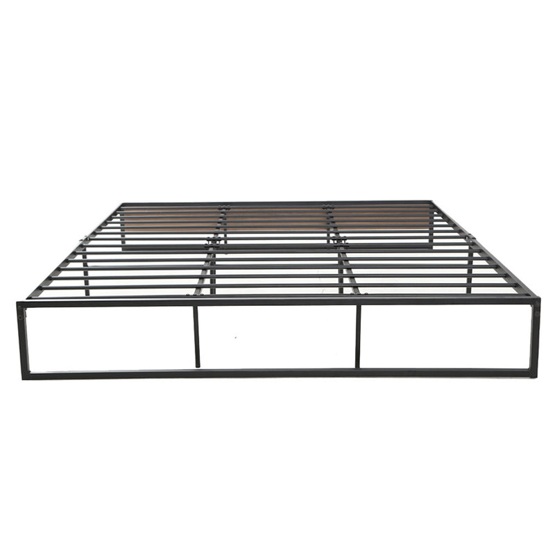 Metal Bed Frame King Size Mattress Base Platform Foundation Wooden Black OSLO - Sale Now