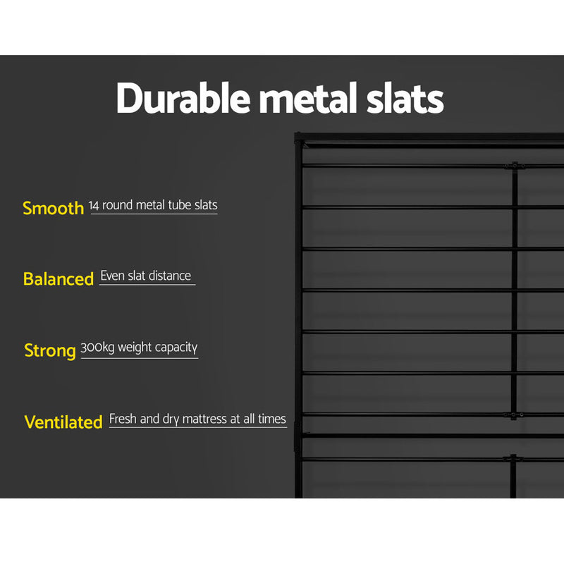 Metal Bed Frame Double Size Platform Foundation Mattress Base SOL Black - Sale Now
