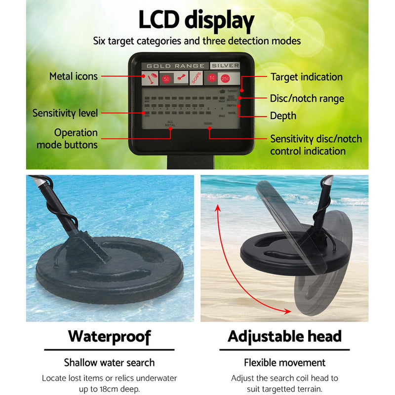 LCD Screen Metal Detector with Headphones - Black - Sale Now