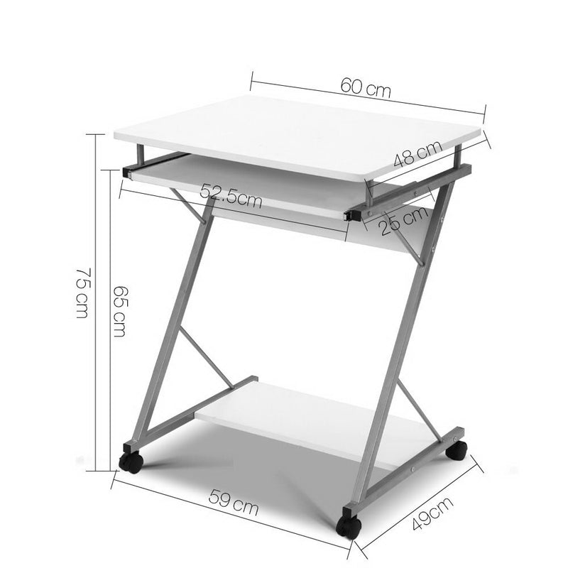 Artiss Metal Pull Out Table Desk - White - Sale Now