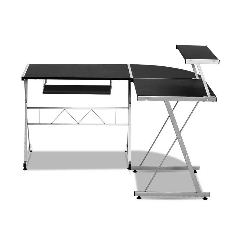 Artiss Corner Metal Pull Out Table Desk - Black - Sale Now