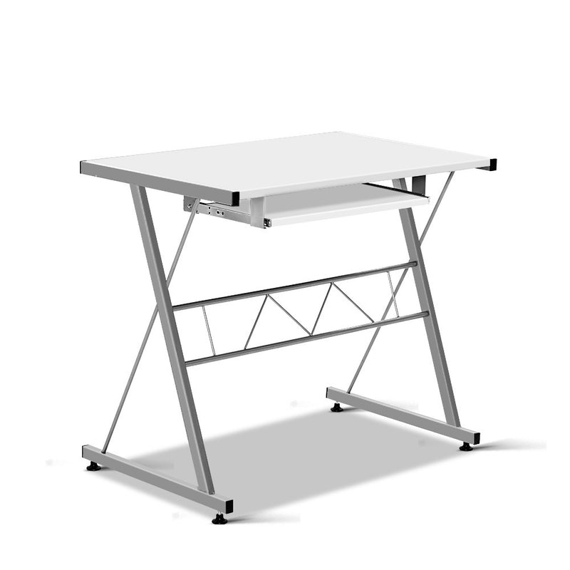 Artiss Corner Metal Pull Out Table Desk - White - Sale Now