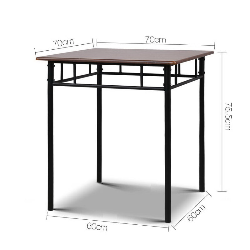 Artiss Metal Table and Chairs - Walnut & Black - Sale Now