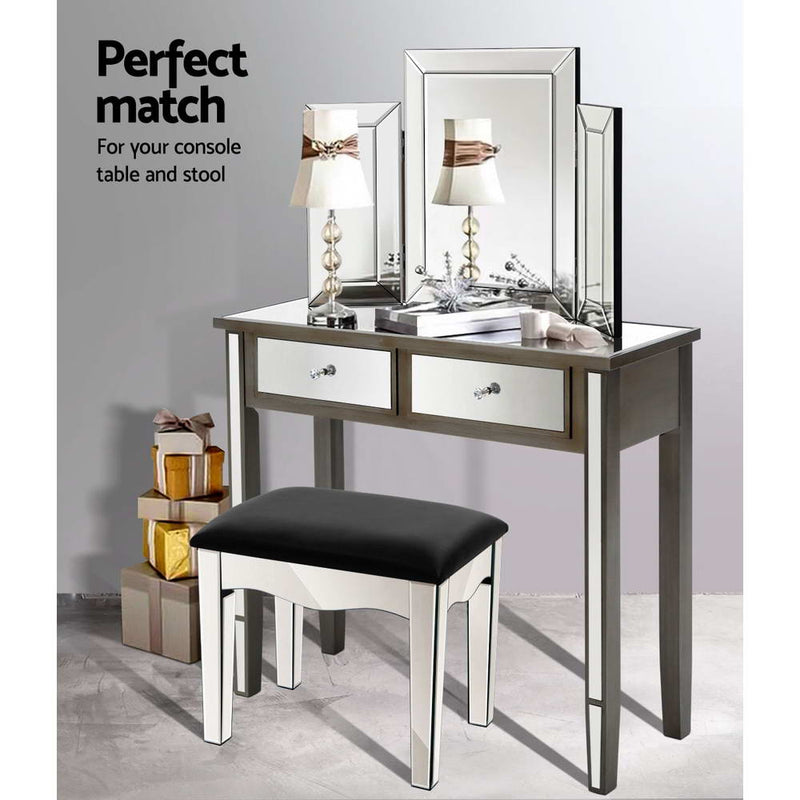 Artiss Mirrored Furniture Dressing Table Dresser Mirror Stool Chest of Drawers - Sale Now