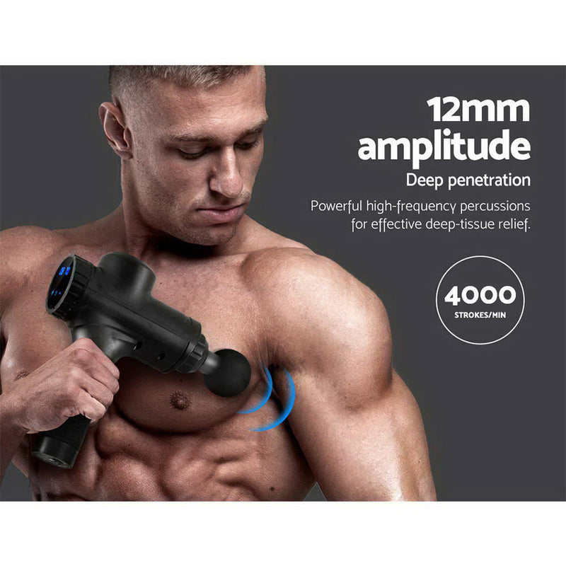 Massage Gun Electric Massager Vibration 6 Heads Muscle Therapy Percussion Tissue - Sale Now