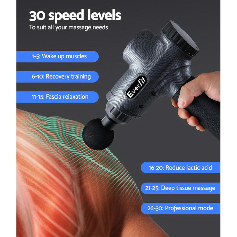 Everfit Massage Gun 6 Heads Vibration Massager Muscle Percussion Tissue Therapy - Sale Now