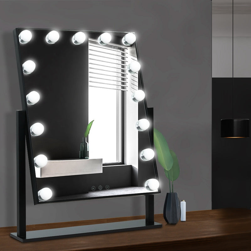 Embellir Hollywood Makeup Mirror Standing Mirror Tabletop Vanity 15 LED Bulbs - Sale Now