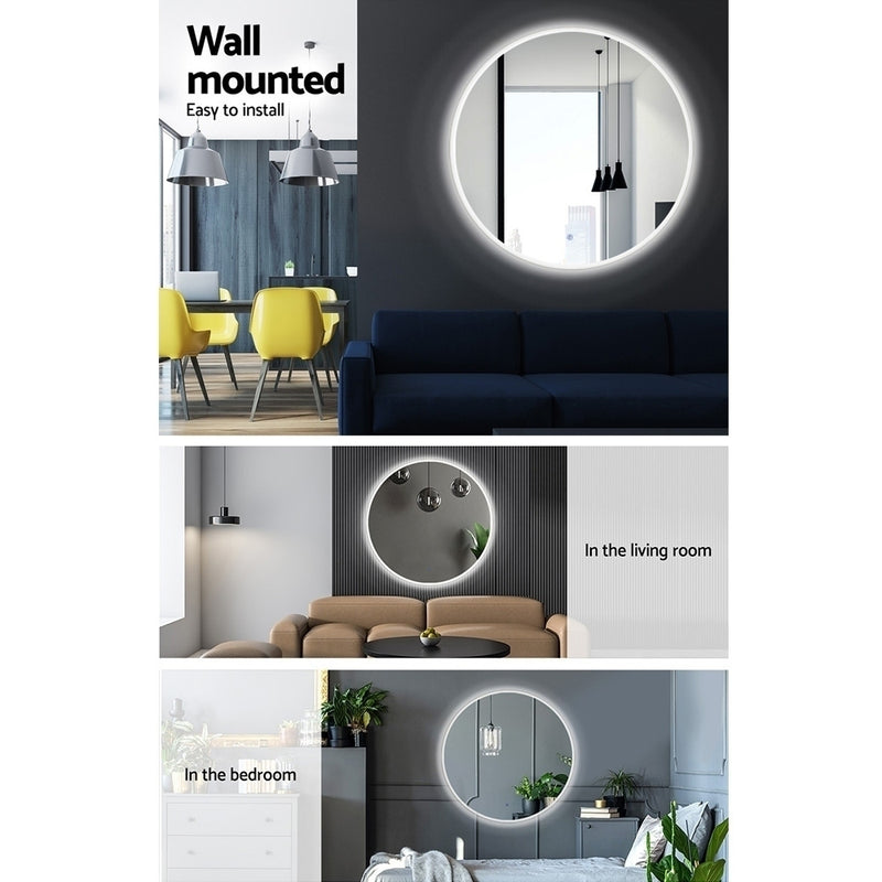Embellir LED Wall Mirror Bathroom Mirrors With Light 90CM Decor Round Decorative - Sale Now