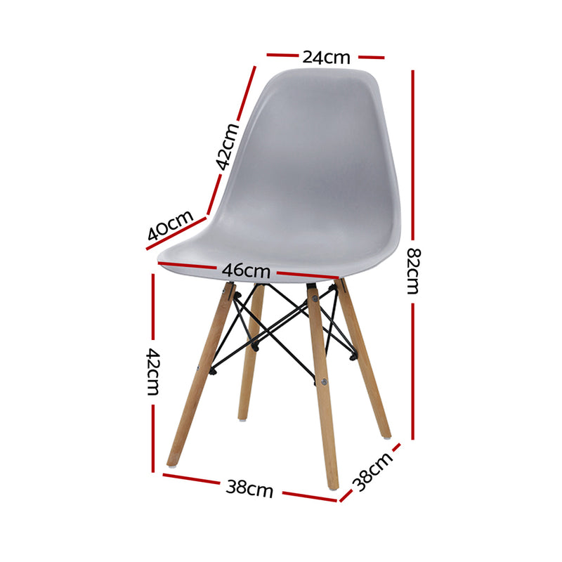 Artiss Set of 4 Retro Dining DSW Chairs Kitchen Cafe Beech Wood Legs Grey - Sale Now
