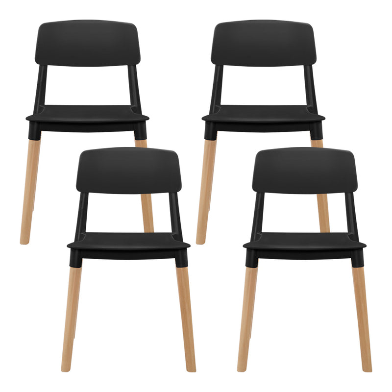 Artiss Set of 4 Belloch Replica Dining Chairs Kichen Cafe Stackle Beech Wood Legs Black - Sale Now