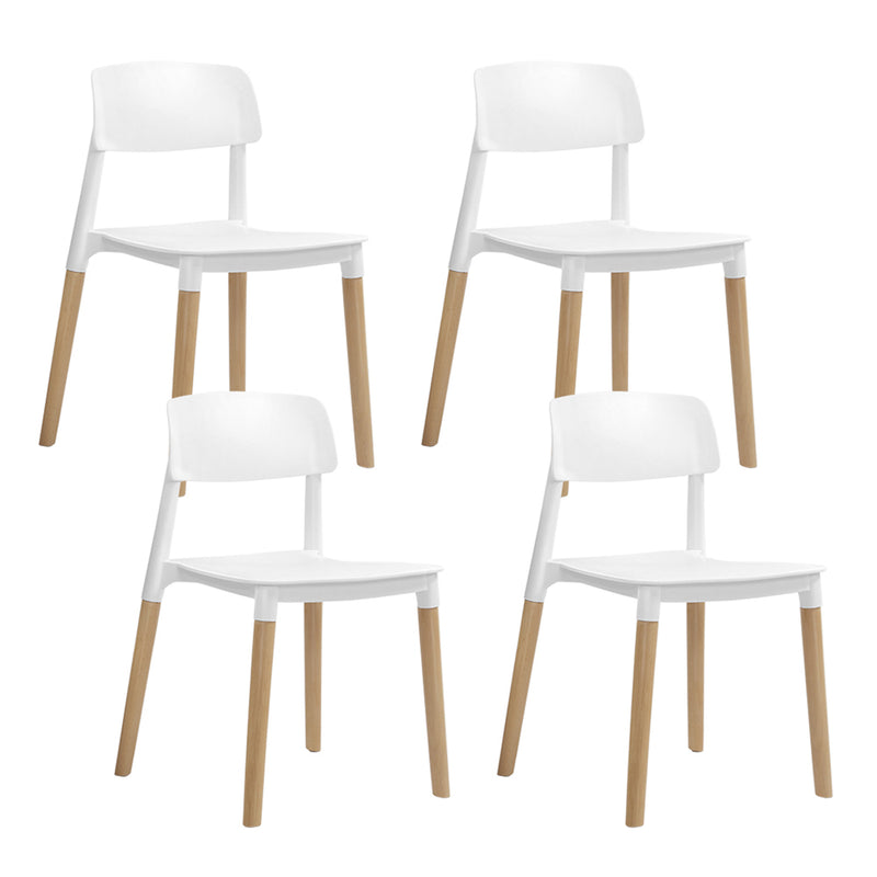 Artiss Set of 4 Belloch Replica Dining Chairs Kichen Cafe Stackle Beech Wood Legs White