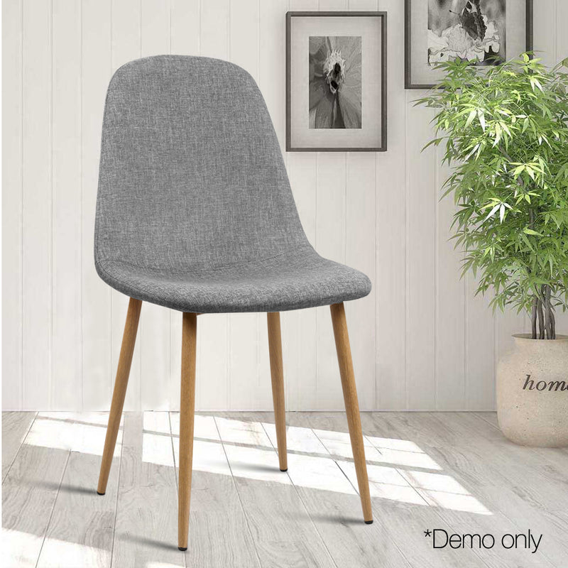 Artiss Set of 4 Adamas Fabric Dining Chairs - Light Grey - Sale Now