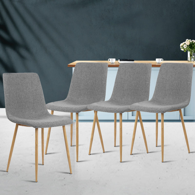 Artiss Set of 4 Collins Dining Chairs - Light Grey - Sale Now